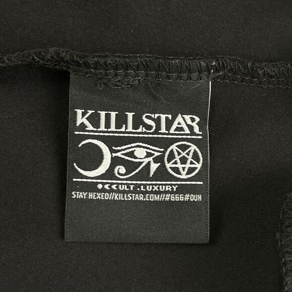 Killstar Dress Womens M Black Goth Witchy Mesh Ruffle Fit & Flare Spider Buttons - Picture 9 of 12